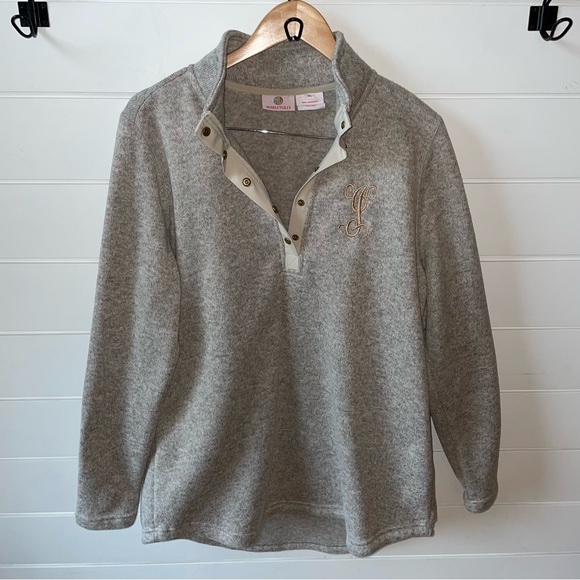 Marley Lilly Fleece 1/4 Snap Pullover Embroidered Monogrammed “J” Size: XL - Picture 2 of 7